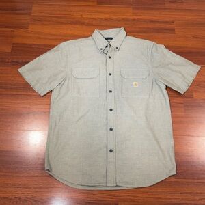 Carhartt Men's Tan Button Down Shirt Size Medium Color Sage Green